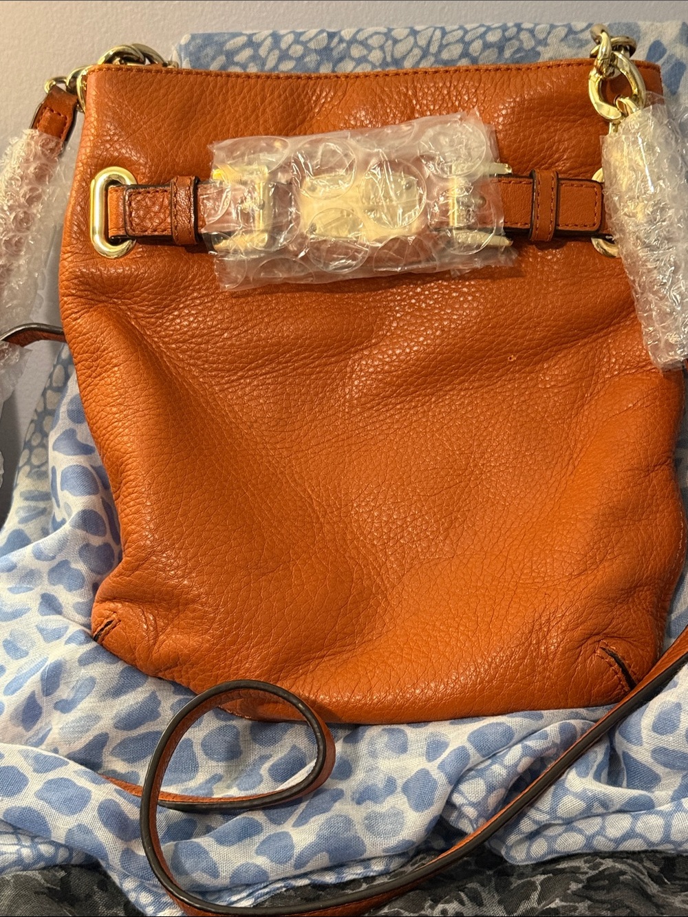 Michael Kors Pebbled Leather Crossbody in Burnt Orange